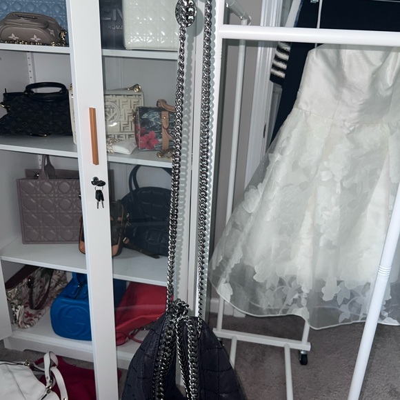 Stella McCartney Black Quilted Shoulder Bag with Silver Chain - Picture 10 of 12